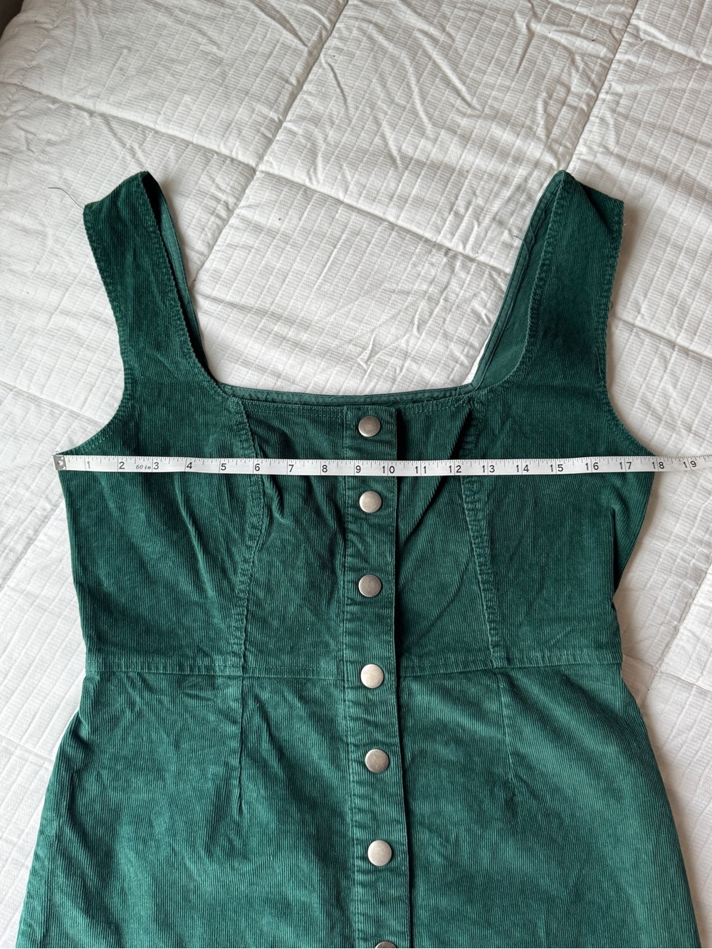 Urban Outfitters emerald green corduroy button down mini dress size 10 - Picture 7 of 11
